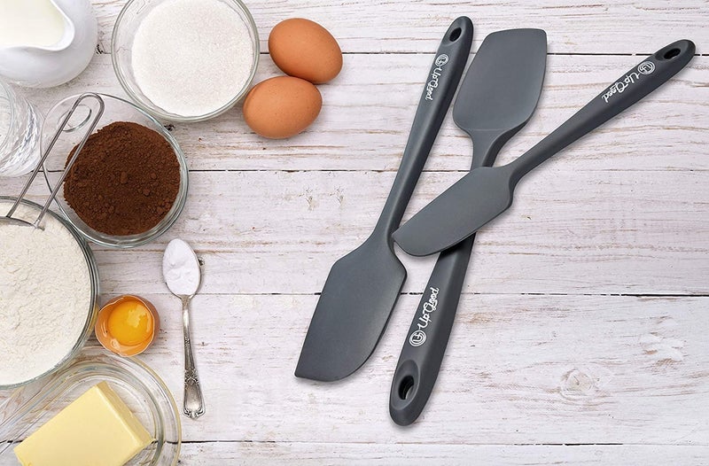 UpGood Silicone Spatula Set 600Â°F - High Heat Resistant Nonstick, Small and Large Kitchen Spatulas - Flexible BPA Free Professional Grade Cookware - Utensils for Cooking, Baking, Mixing(3 Pcs, Grey) - Image 2